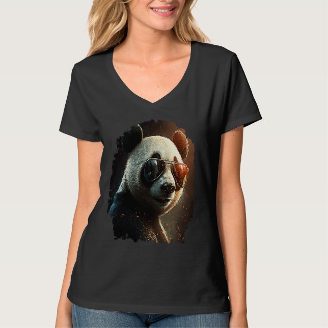 T-shirt Panda with sunglasses  panda  2 (Devant)