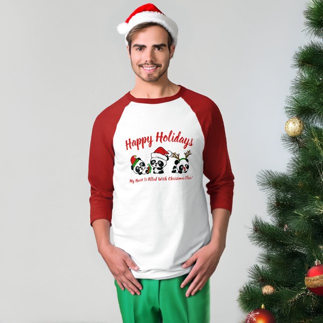 T-shirt Pandas de Noël personnalisées Raglan Sleeve (Créateur téléchargé)