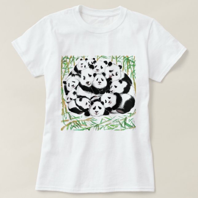 T-shirt Pandas Famille Amusante (Design devant)
