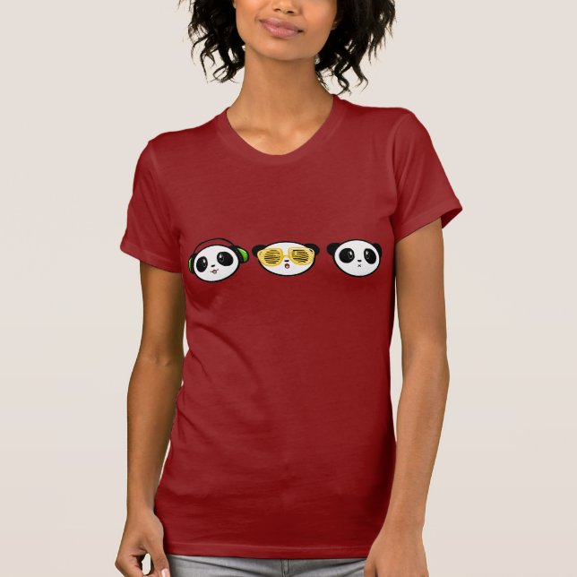 T-shirt Pandas : N'entendez, voyez, parler l'aucun mal (Devant)
