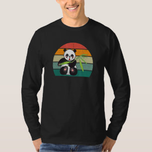 T-shirt Pandas Ours Bambou Chine Asie Noir Feuille Blanc P