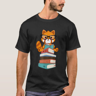 T-shirt Pandas Rouges Livre Bibliophile Lecteur de Panda R