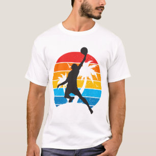 T-shirt Panier de basketball au coucher de soleil rétro Sp