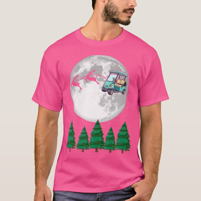 T-shirt Panier de golf Père Noël Sleigh de Noël Funny Golf (Devant)