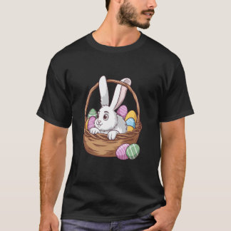 T-shirt Panier de lapin mignon de jour de Pâques Chasse au
