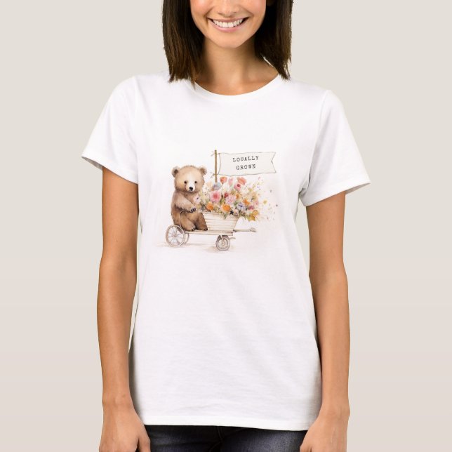 T-shirt Panier floral Teddy cultivé localement pour maman  (Devant)