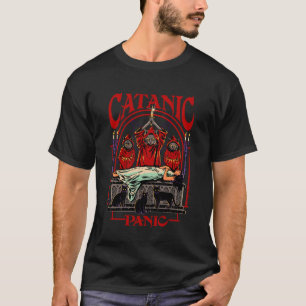 T-shirt Panique Catanique Chat Satanique Rétro Drôle Adult