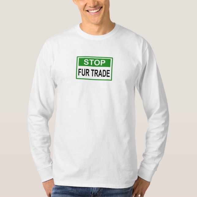 T-shirt Panneau commercial Stop Fur vert (Devant)