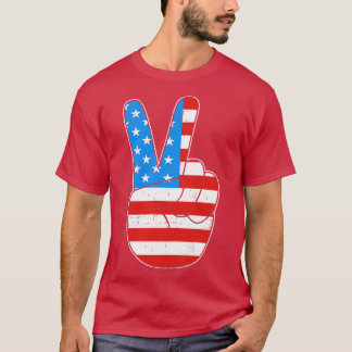 T-shirt Panneau de la paix avec USA American pour 4 juille