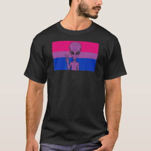 T-shirt Panneau de l'Alien Head Ufo Peace Gaylien Bisexual