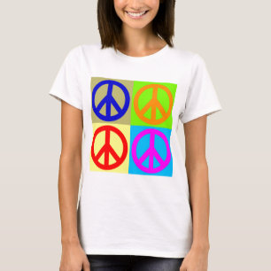 T-shirt Panneau de paix Art pop quatre couleurs