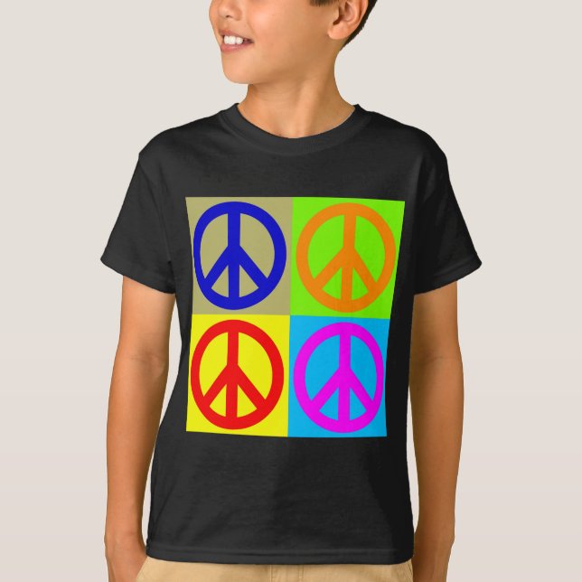 T-shirt Panneau de paix Art pop quatre couleurs (Devant)