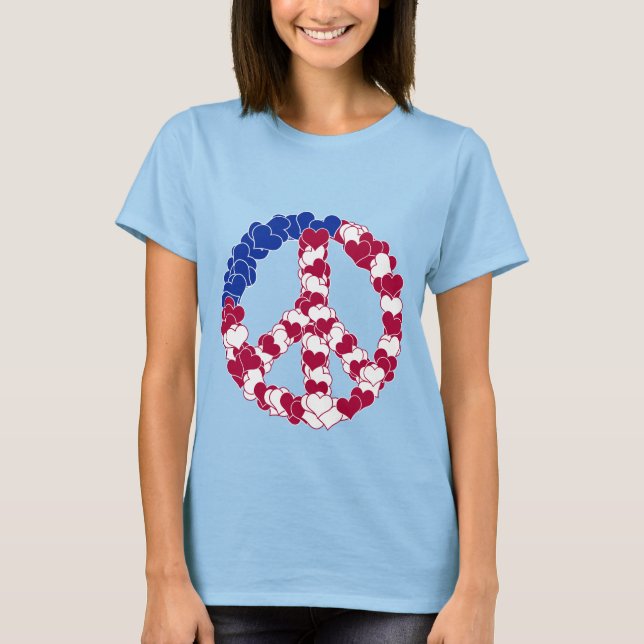 T-shirt Panneau de Paix Rouge Blanc & Bleu Fabriqué avec l (Devant)