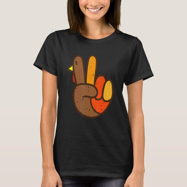 T-shirt Panneau de Paix Turquie Cool de main Thanksgiving  (Devant)