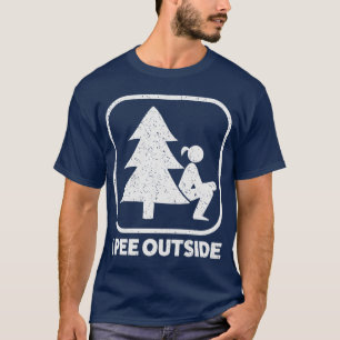 T-shirt Panneau Fille qui Pisse à l'Extérieur Drôle de Cam