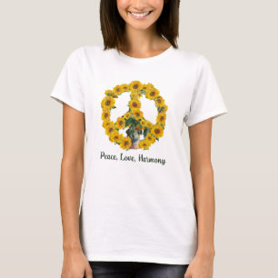 T-shirt Panneau Monet Sunflowers Peace avec Citation Desig