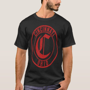 T-shirt Panneau rond de Cincinnati Ohio en impression roug