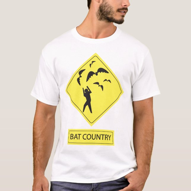 T-shirt Panneau routier de pays de batte avec le texte (Devant)