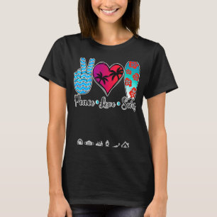 T-shirt Panneau Surf Peace Love Surf pour Homme Femmes Plu