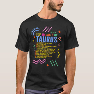 T-shirt Panneau Zodiac Top 10 Règles De Taurus Tournesol A