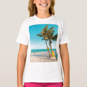 T-shirt Panneaux de surf sur la plage lancer oreiller