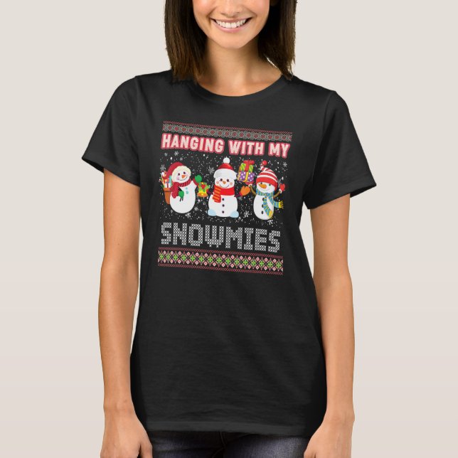 T-shirt Panser avec mes neiges laide doux Noël Sn (Devant)