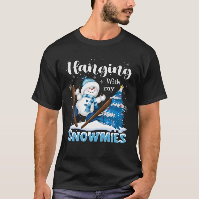 T-shirt Panser avec mes neiges Noël Snowman (Devant)