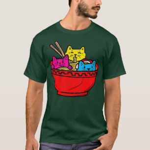 T-shirt Panseual Chat Ramen Kawaii Panneaux alimentaires j