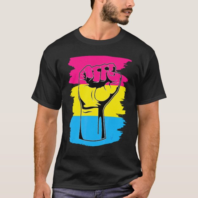 T-shirt Pansexual Fierté Poing Pansexualité Drapeau Queer  (Devant)