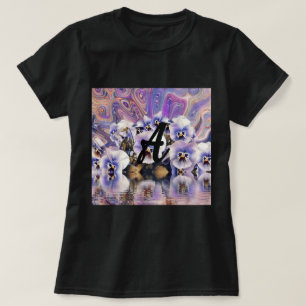 T-shirt Pansies Violet Rose Monogramme Eau Aquarelle