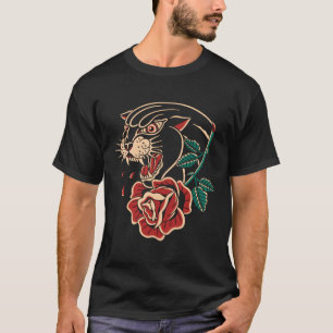 T-shirt Panther Rose Américaine Traditionnelle Tatouage En