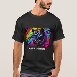 T-shirt Panthère noire sur fond de graffiti pour gamer