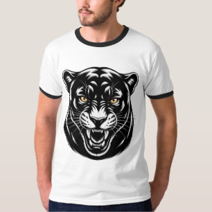 T-shirt Panthère Rugissante Graphique Féroce Noir Aggressi