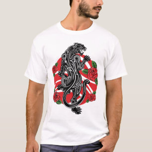 T-shirt Panthère tribale avec Roses