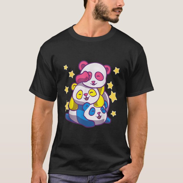 T-shirt Panual Kawaii Panda Oear Anime Pans (Devant)