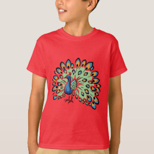 T-shirt Paon coloré de bande dessinée