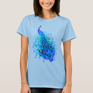 T-shirt Paon en turquoise et bleu de cobalt 
