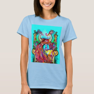 T-shirt PAONS AMOUREUX MONOGRAMME rouge bleu turquoise ve