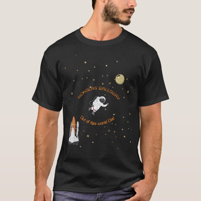 T-shirt Papa Astronaut Lune Rocket Monogramme Système sola (Devant)