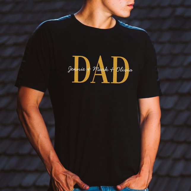 T-shirt Papa Avec Enfants Nom Fête des pères Blanc Or (Créateur téléchargé)