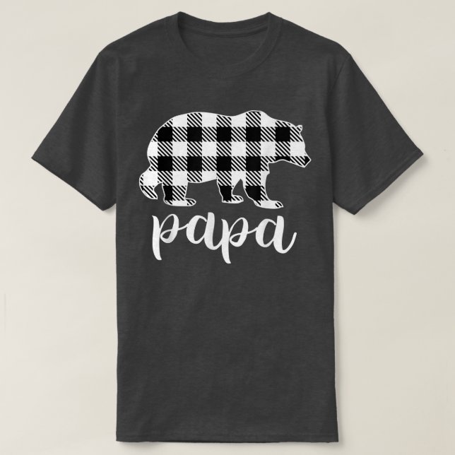 T-shirt Papa Bear Buffalo Gris Plaid Pajama (Design devant)