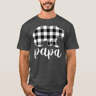 T-shirt Papa Bear Buffalo Gris Plaid Pajama