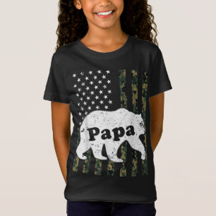 T-Shirt Papa Bear Camouflage USA Drapeau américain