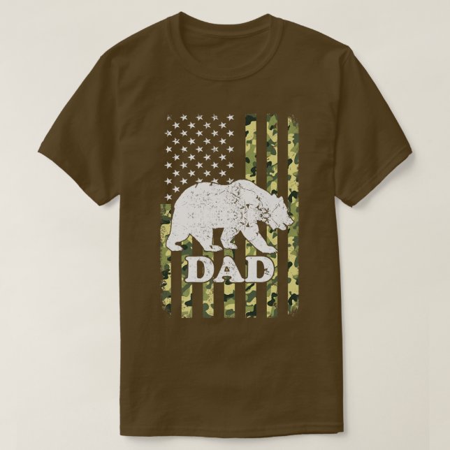 T-shirt Papa Bear Camping Randonnée Camouflage USA America (Design devant)