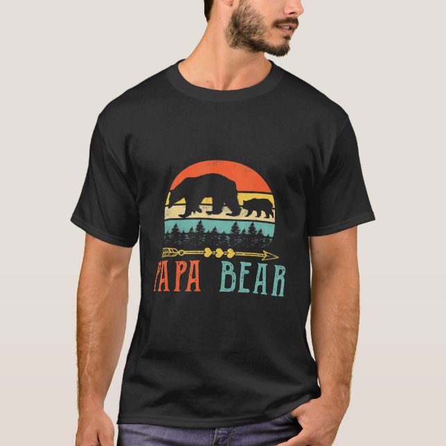 T-shirt Papa Bear Daddy Mens Idea (Devant)