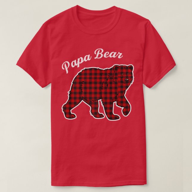 T-shirt Papa Bear Men Red Plaid Premium (Design devant)