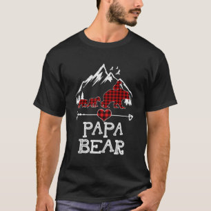 T-shirt Papa Bear Pajama de Noël Rouge Plaid Buffalo Famil