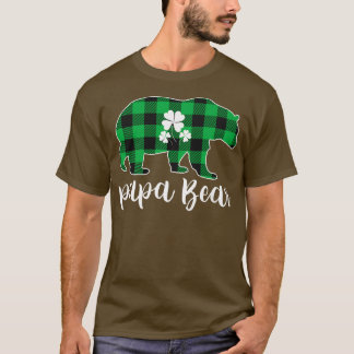 T-shirt Papa Bear Pajama Green Buffalo Plaid Premium