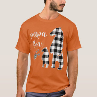T-shirt Papa Bear Pajama Gris Buffalo Plaid Premium