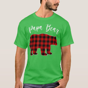 T-shirt Papa Bear Pajama Rouge Buffalo Noël Funny Famille 